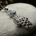 Hamsa Hand Labradorite Necklace - 18