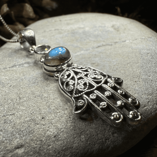 Hamsa Hand Labradorite Necklace - 18