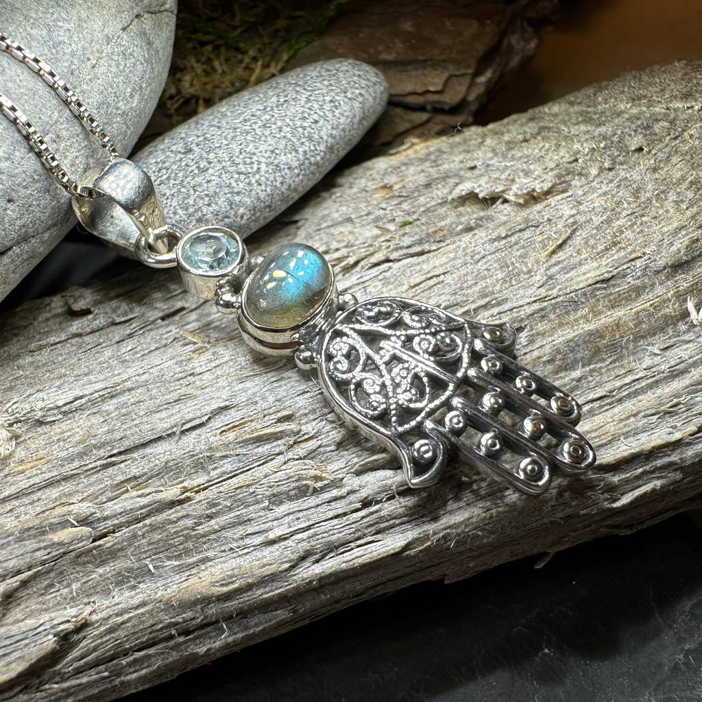 Hamsa Hand Labradorite Necklace