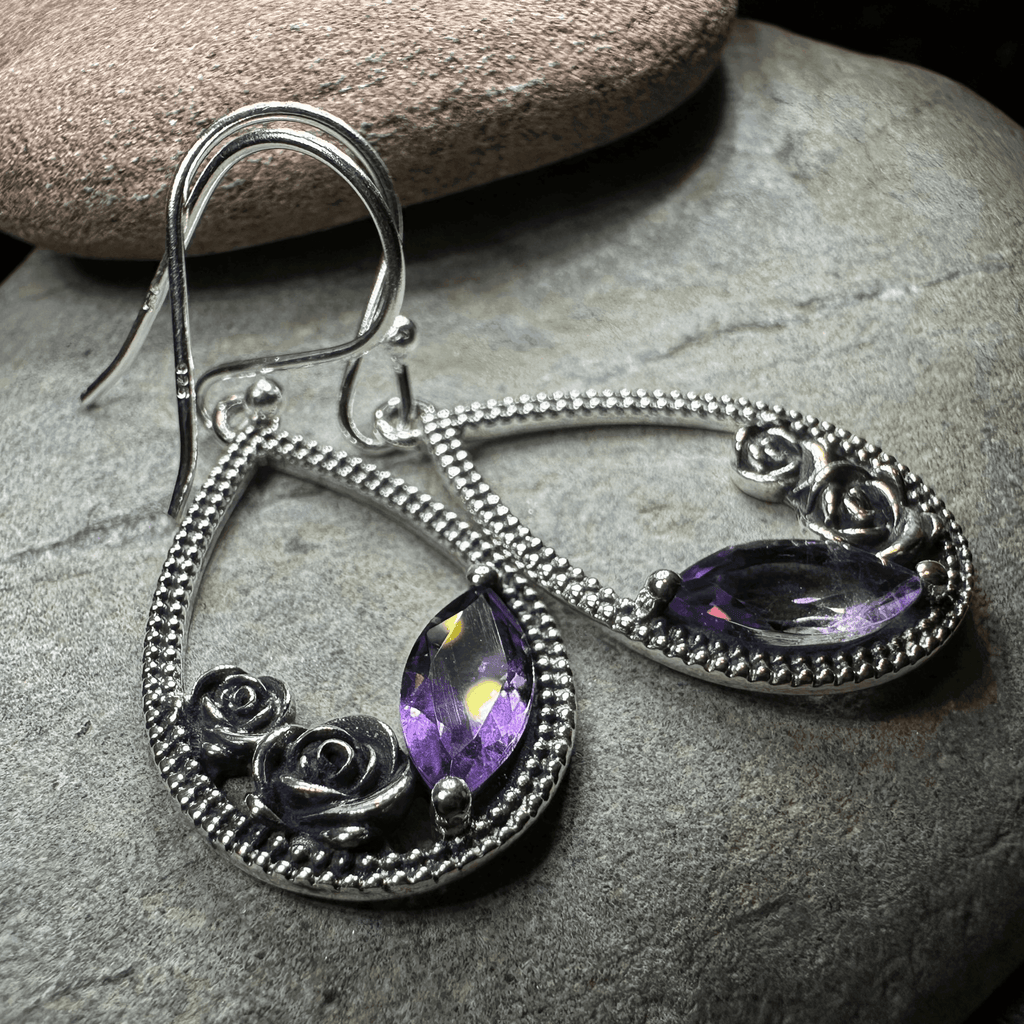 Sweet Irish Rose Earrings - Amethyst