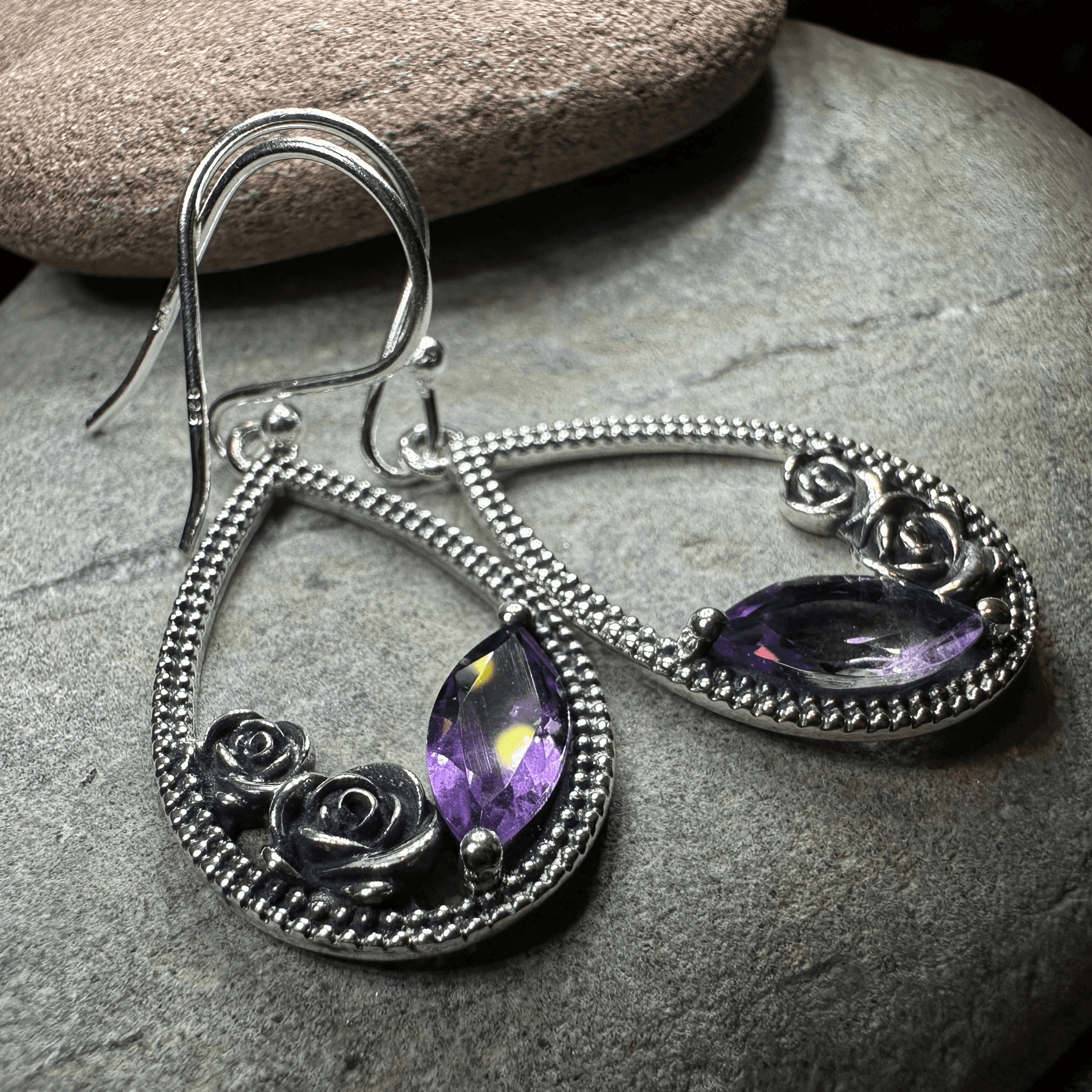Sweet Irish Rose Earrings - Amethyst