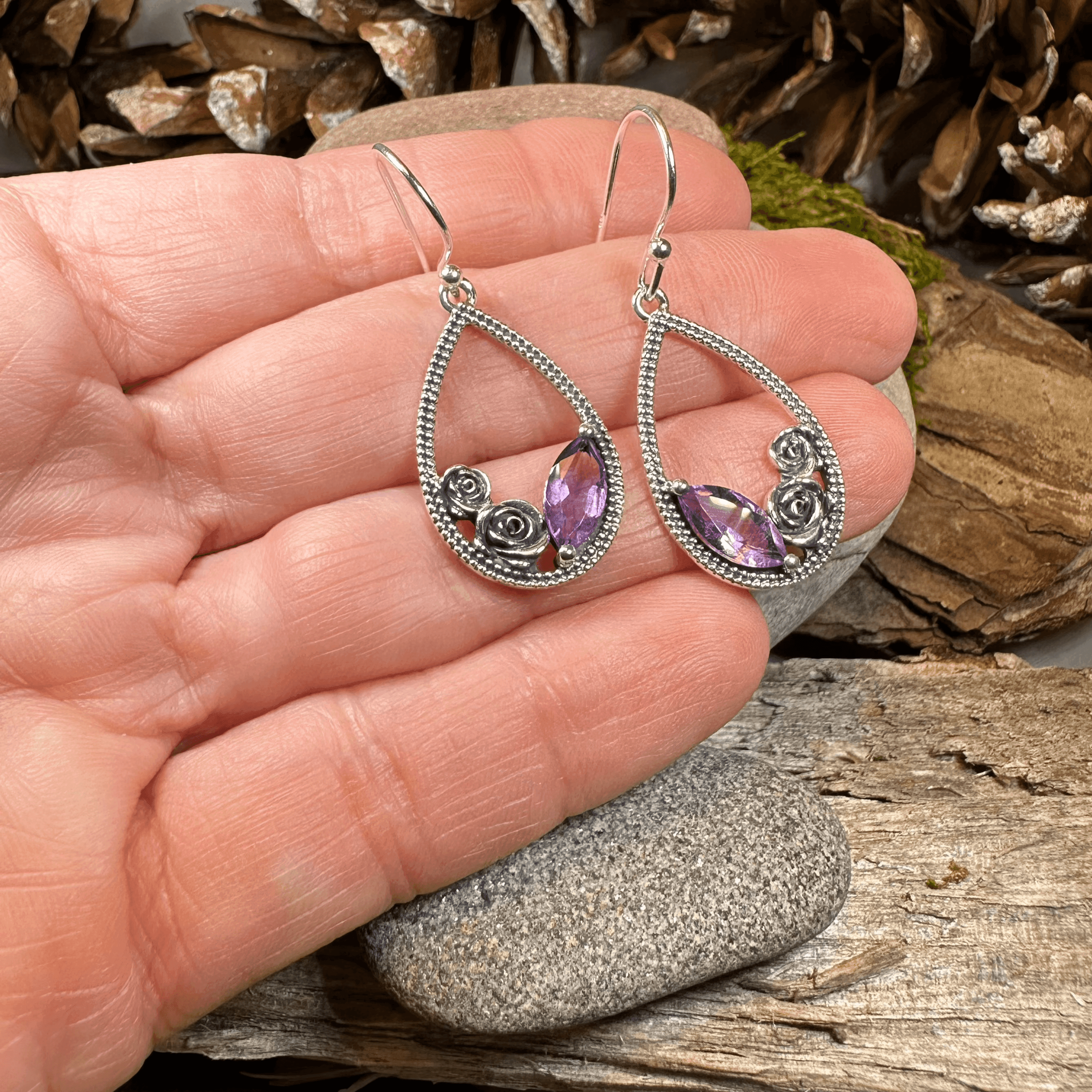 Sweet Irish Rose Earrings - Amethyst
