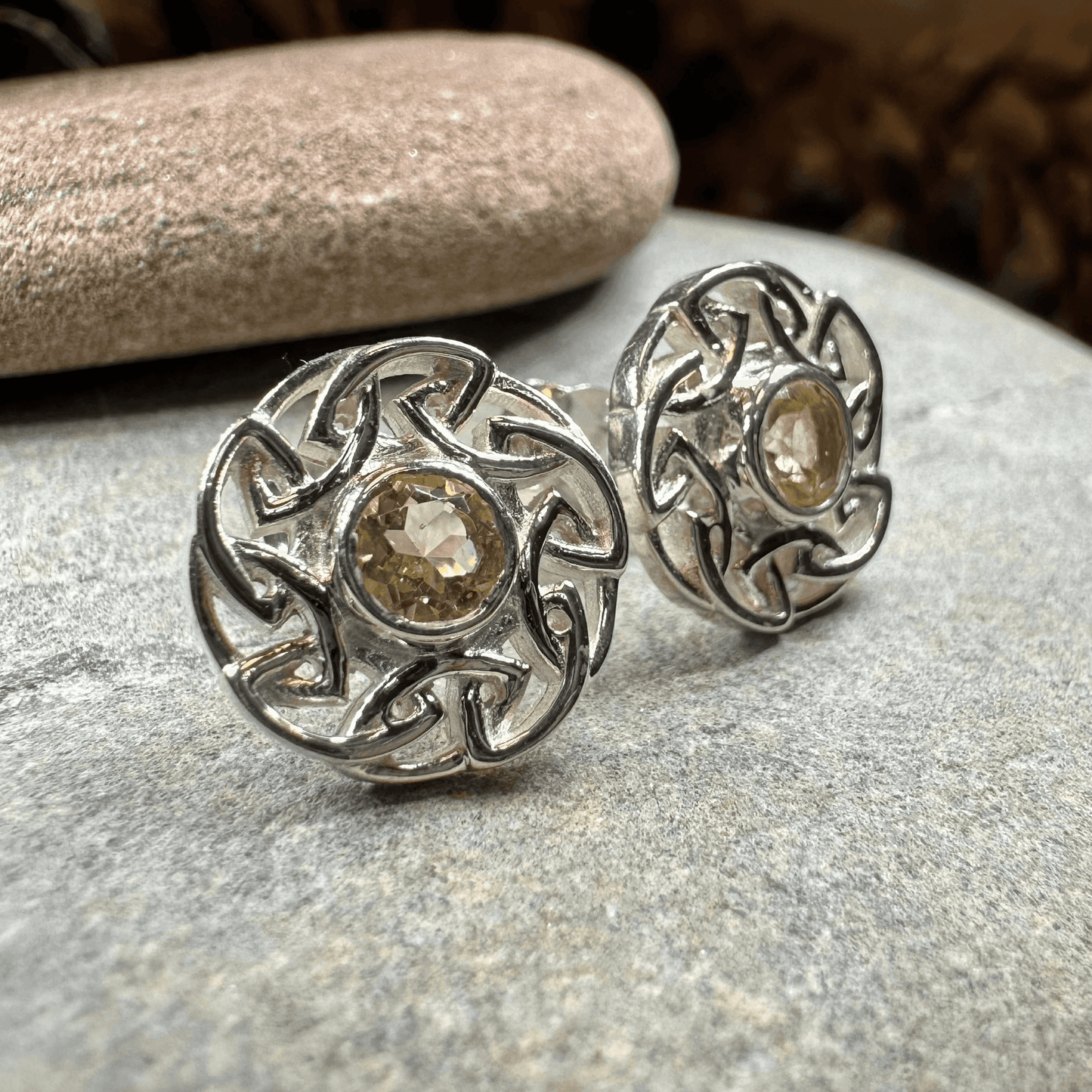 Alfiva Celtic Earrings - Citrine
