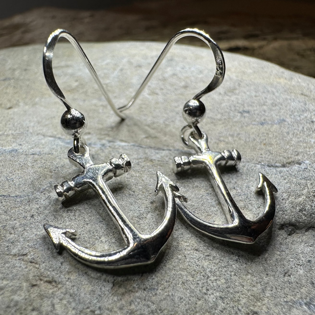 Petite Anchor SIlver Earrings