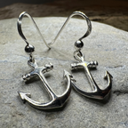 Petite Anchor SIlver Earrings