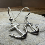 Petite Anchor SIlver Earrings