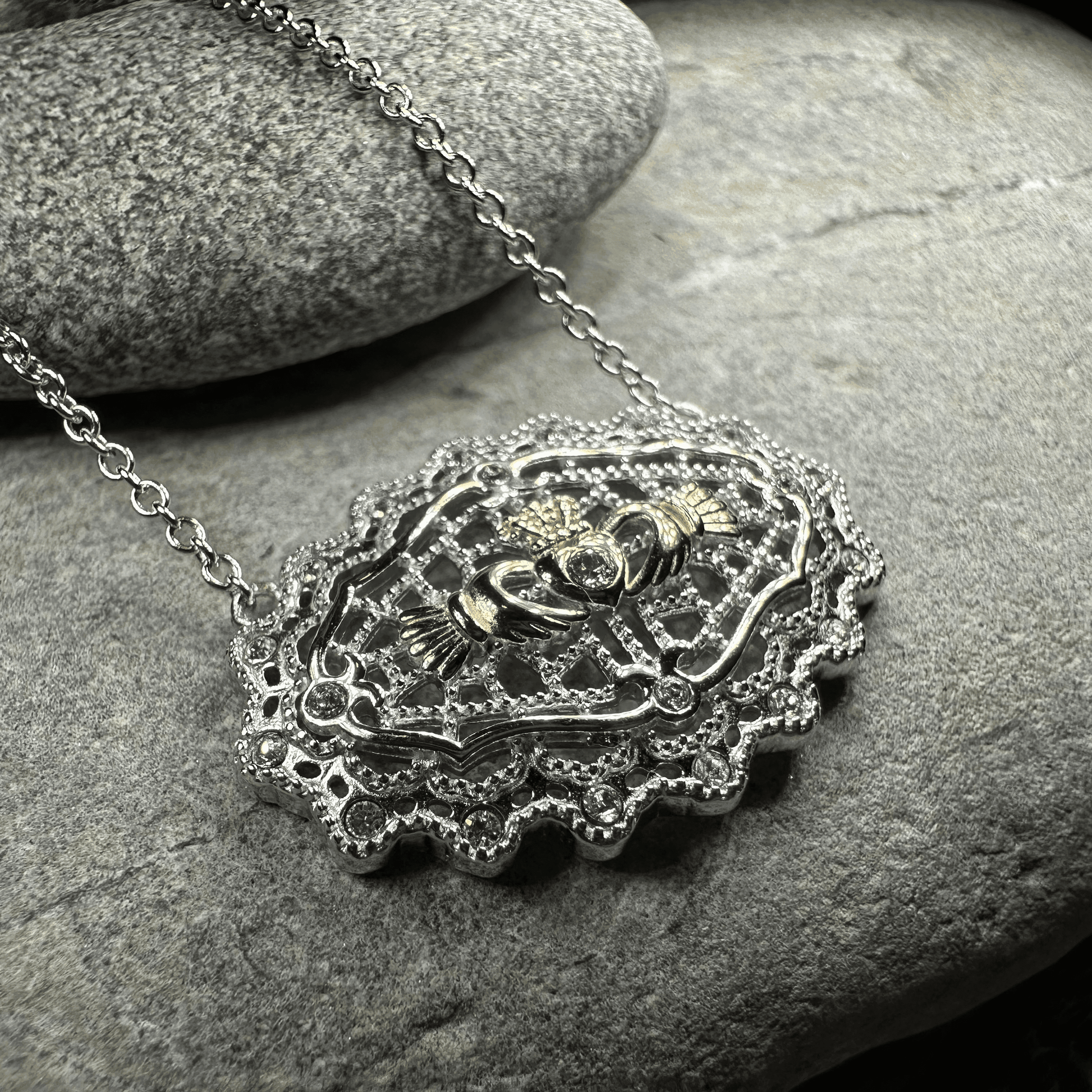 Irish Lace Claddagh Necklace - 