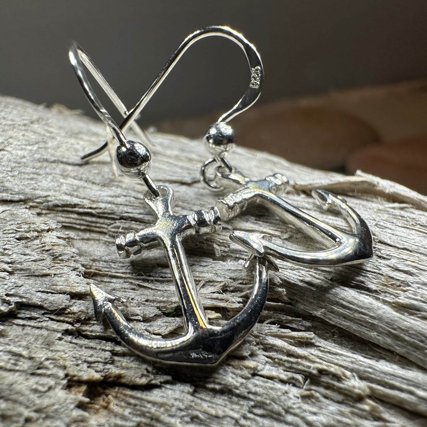 Petite Anchor SIlver Earrings