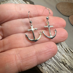 Petite Anchor SIlver Earrings