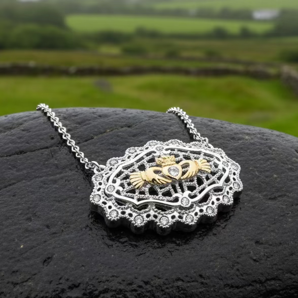 Irish Lace Claddagh Necklace