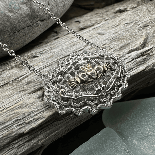 Irish Lace Claddagh Necklace - 