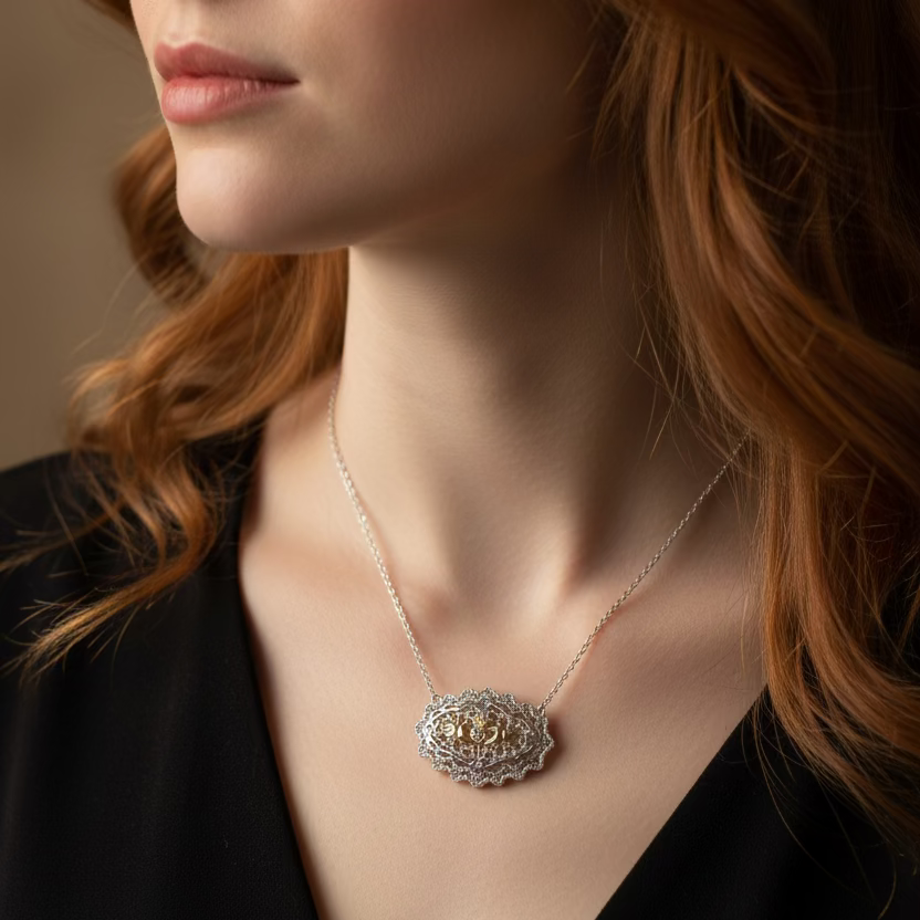 Irish Lace Claddagh Necklace