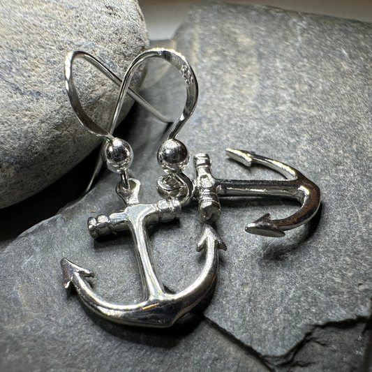 Petite Anchor SIlver Earrings