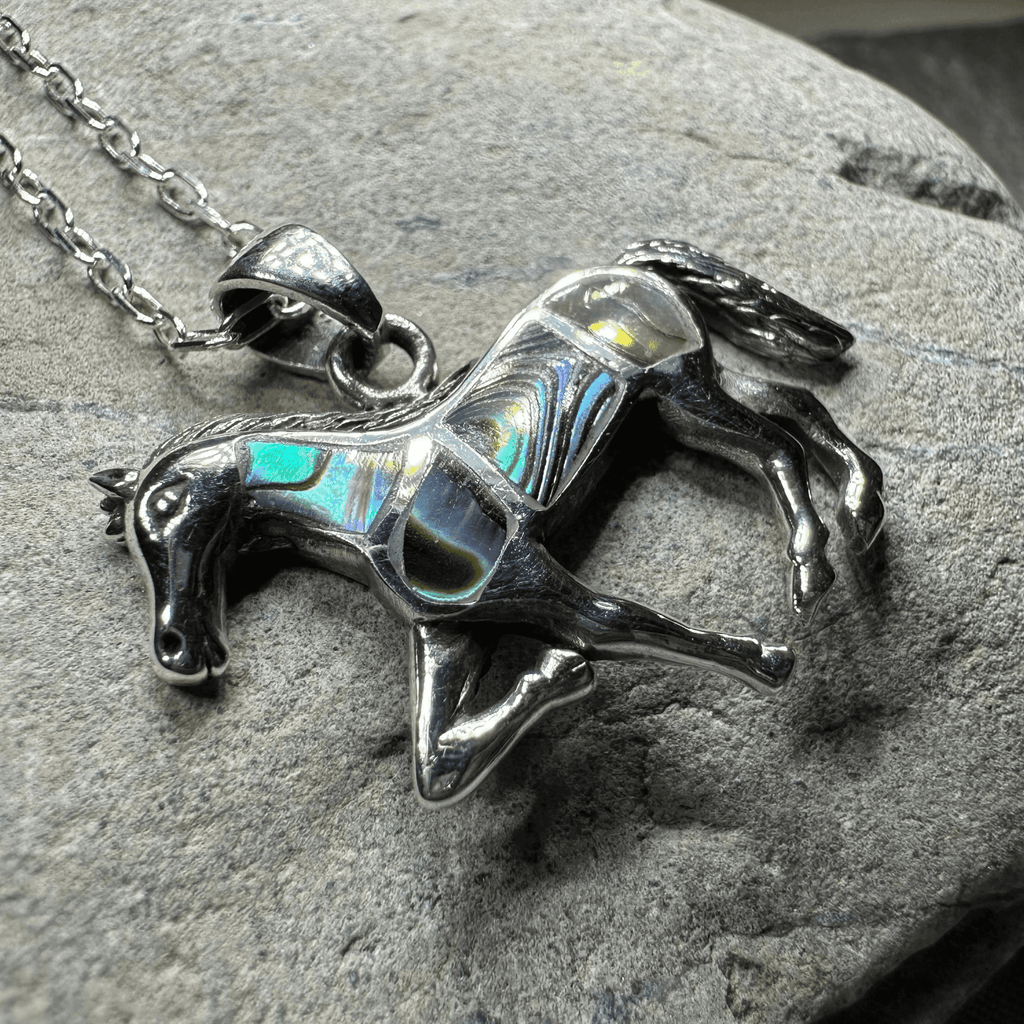 Petite Horse Necklace - 18 / Abalone