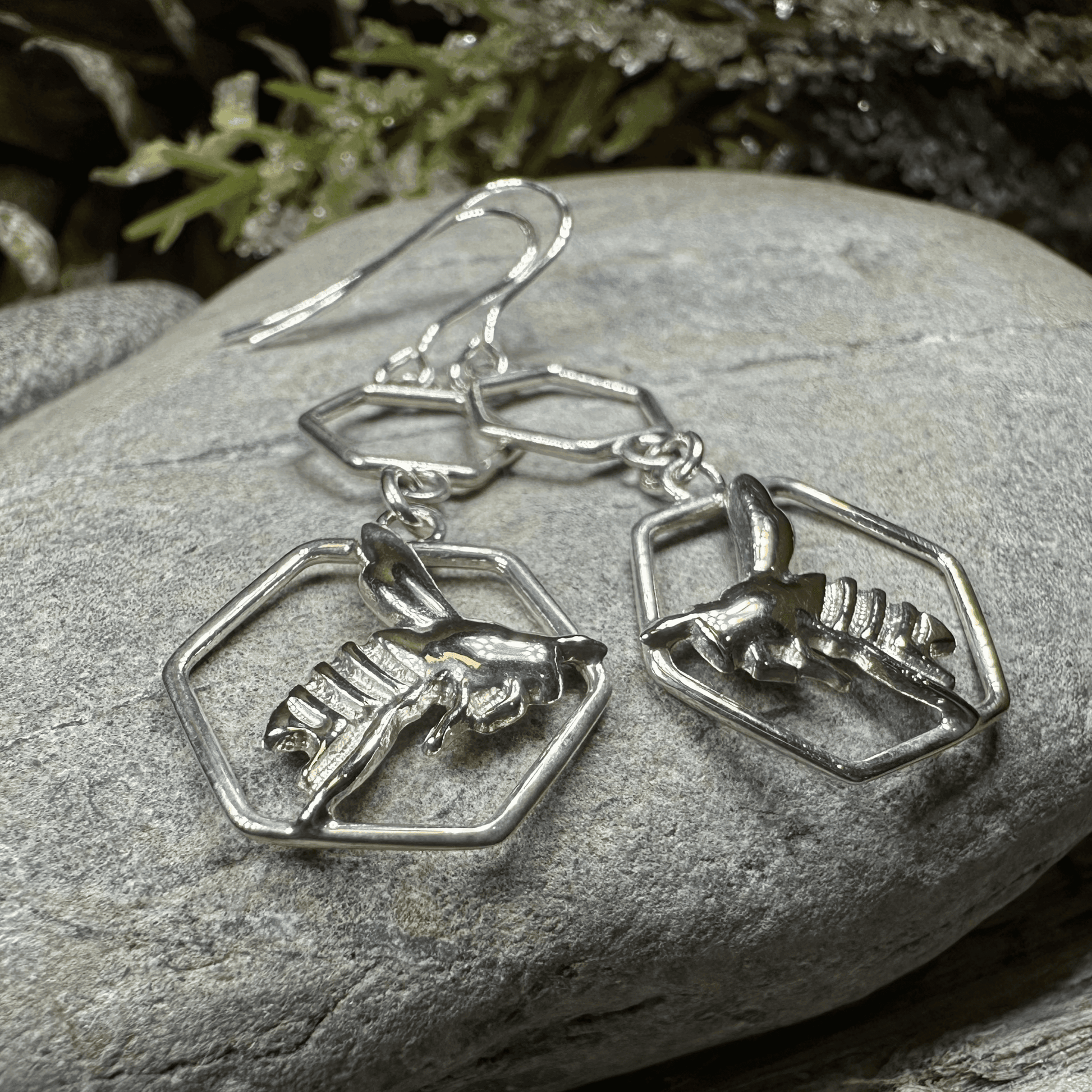 Honeycomb Bee Earrings - 