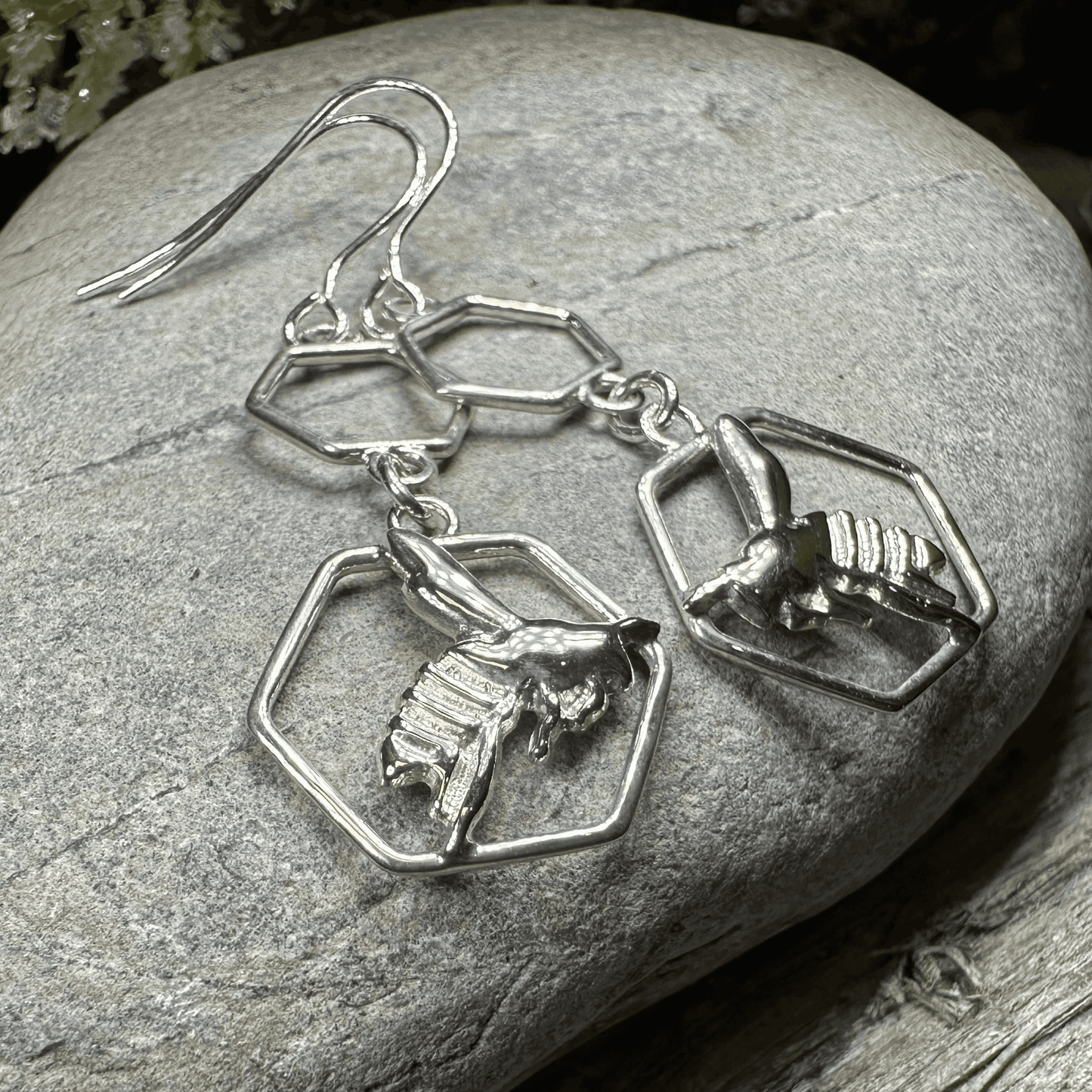 Honeycomb Bee Earrings - 