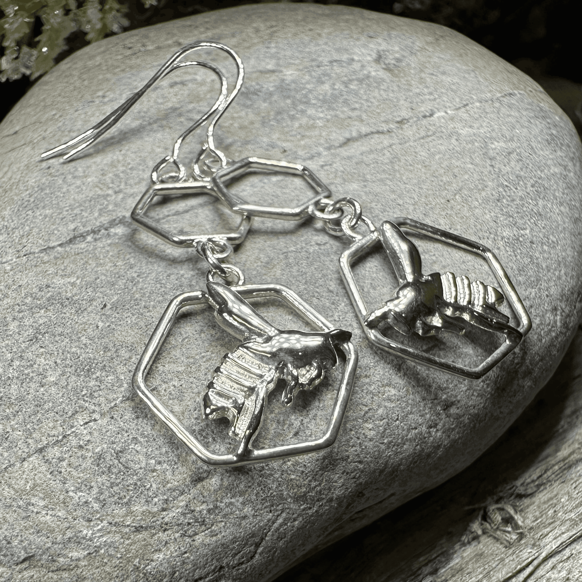 Honeycomb Bee Earrings - 