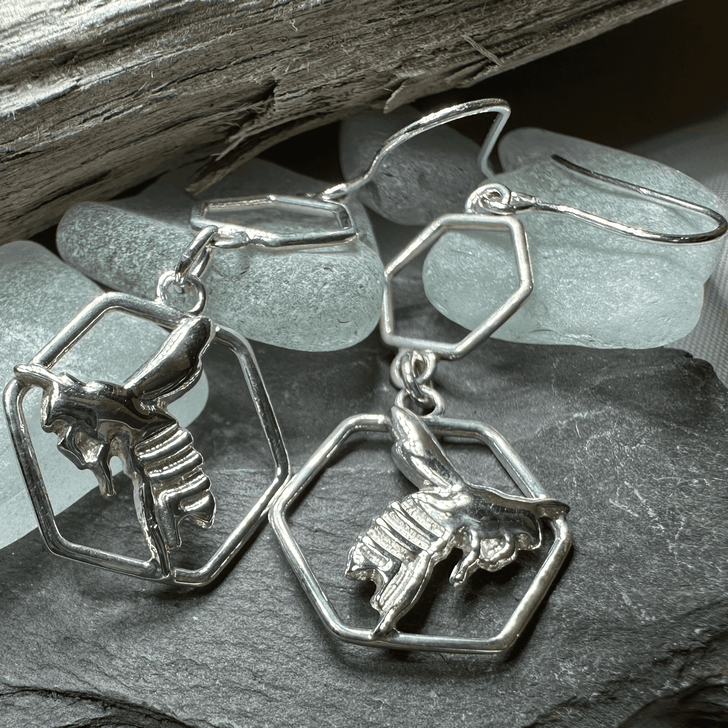 Honeycomb Bee Earrings - 