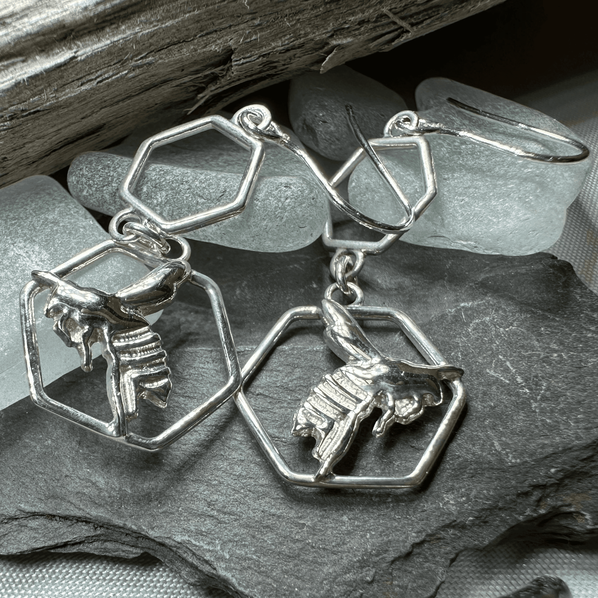 Honeycomb Bee Earrings - 