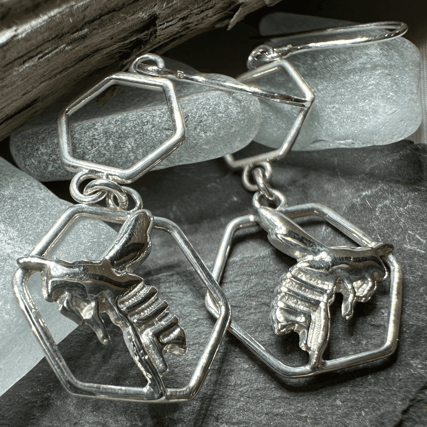Honeycomb Bee Earrings - 