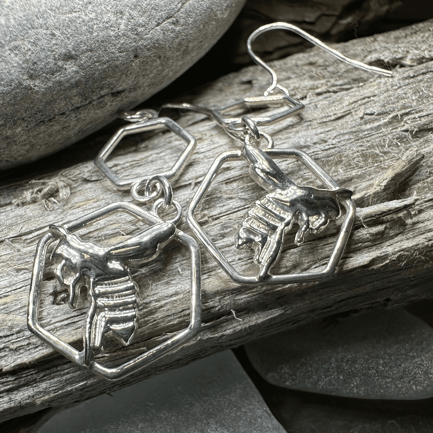 Honeycomb Bee Earrings - 