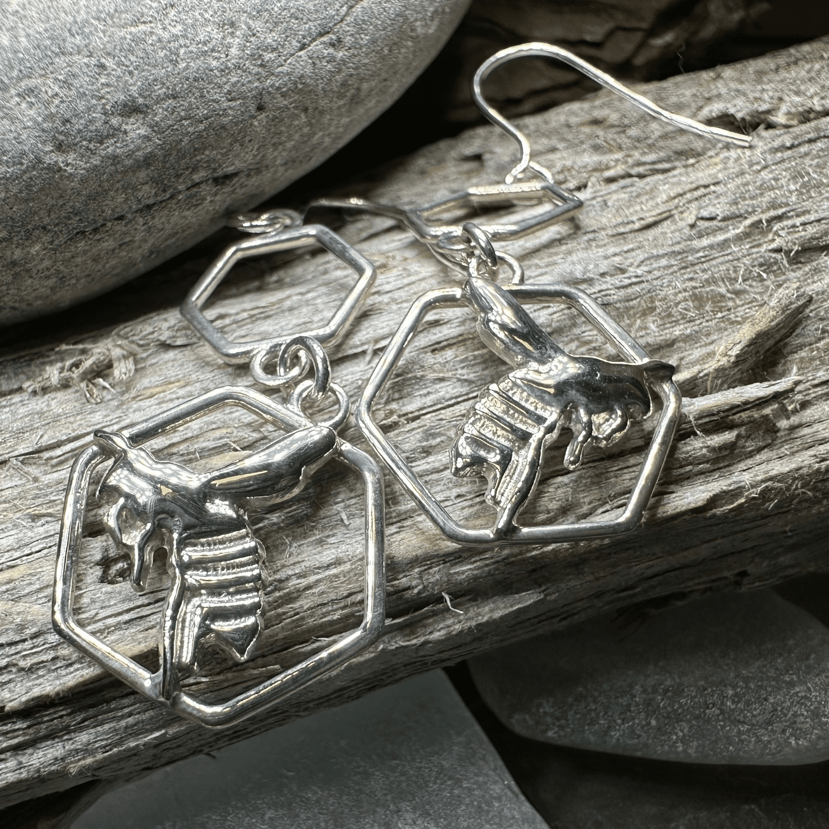 Honeycomb Bee Earrings - 