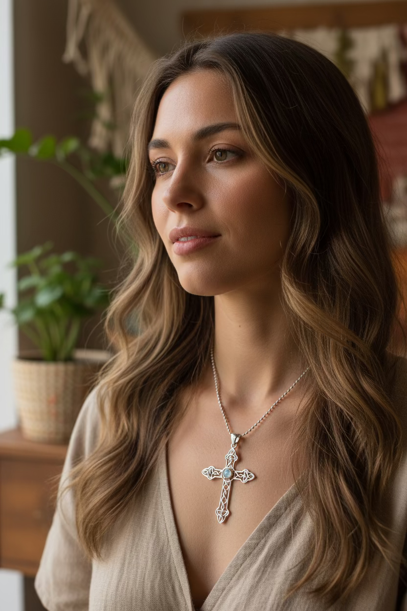 Steel Celtic Cross Necklace