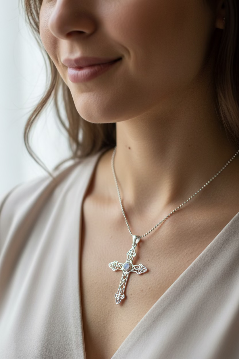 Steel Celtic Cross Necklace