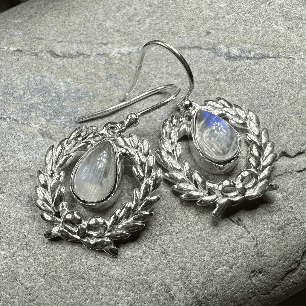 Celtic Victory Wreath Earrings - Moonstone