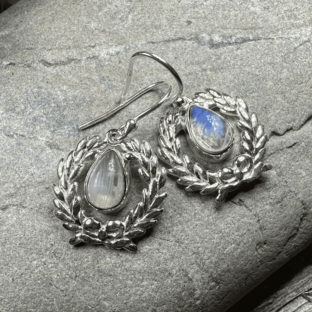Celtic Victory Wreath Earrings - Moonstone