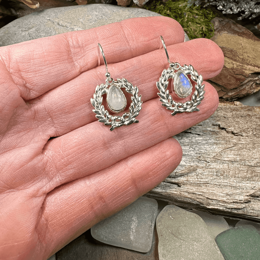 Celtic Victory Wreath Earrings - Moonstone