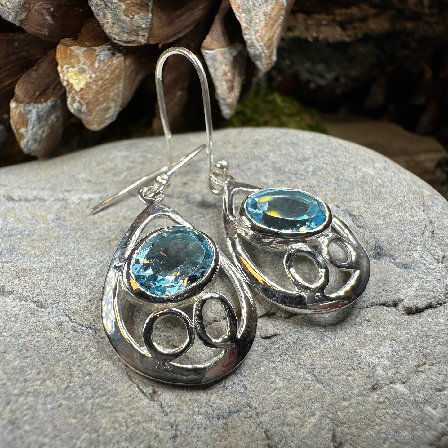 Blue Topaz Celtic Earrings