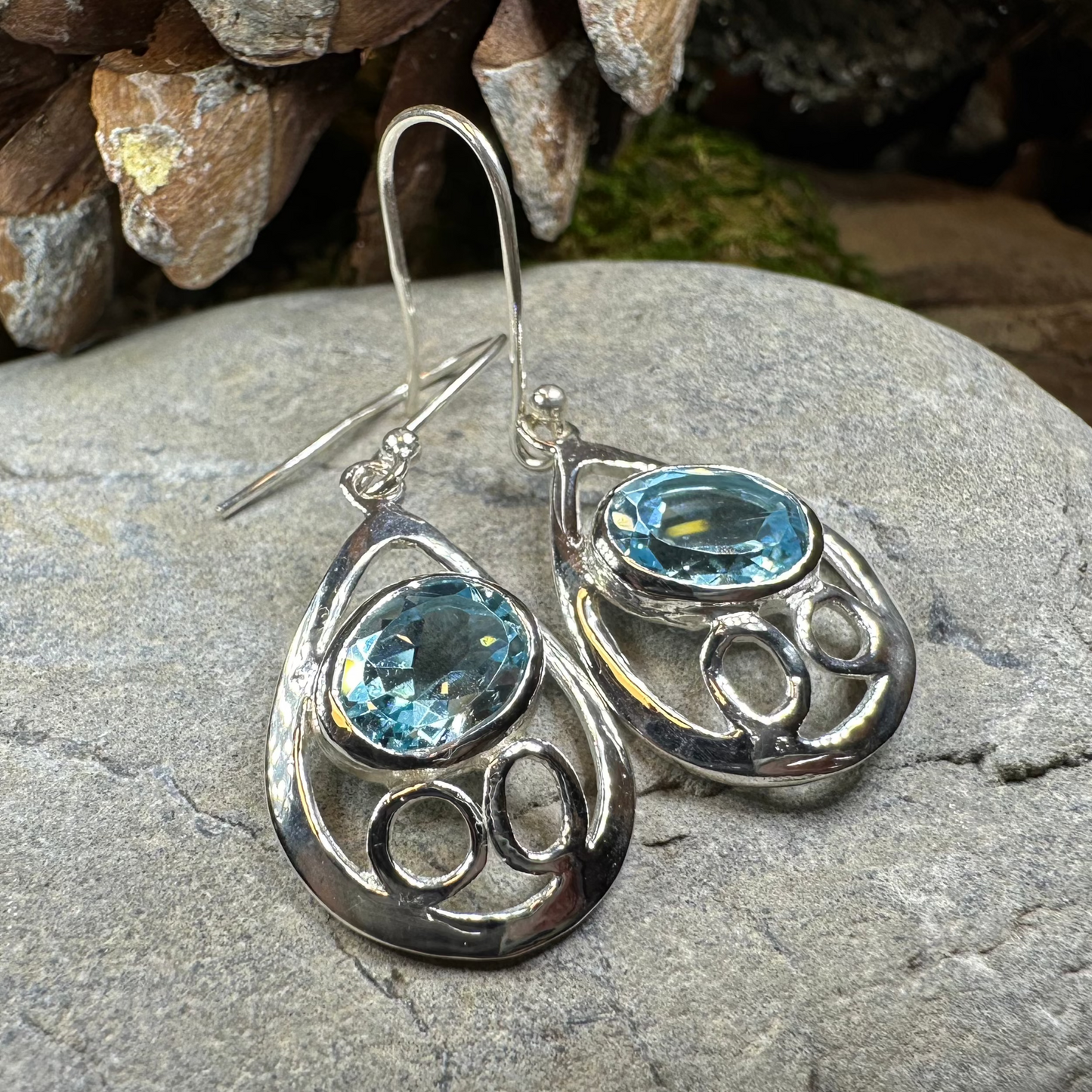 Blue Topaz Celtic Earrings