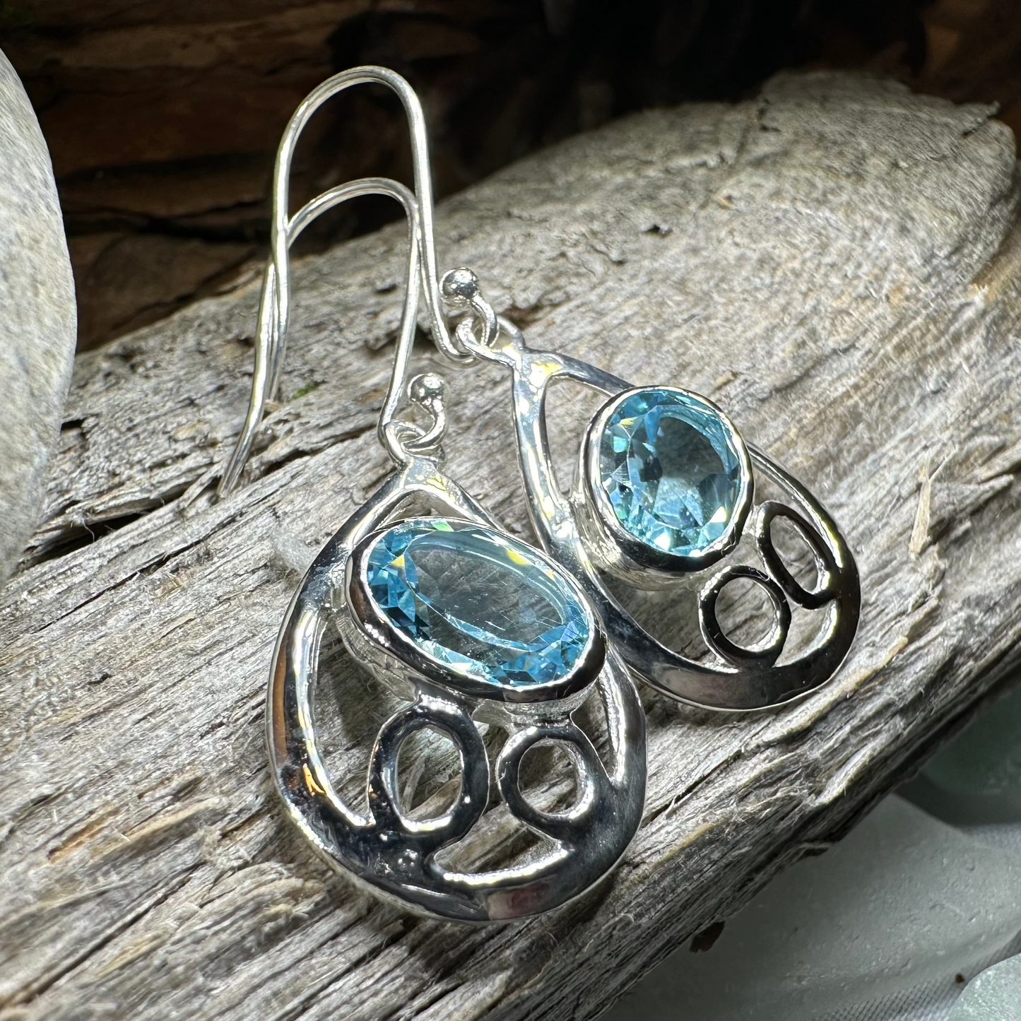 Blue Topaz Celtic Earrings