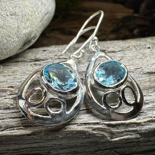Blue Topaz Celtic Earrings