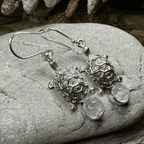 Turtle Moonstone Earrings - Round Stone