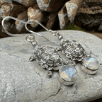 Turtle Moonstone Earrings - Round Stone