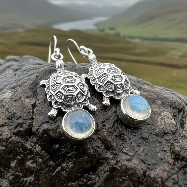 Turtle Moonstone Earrings