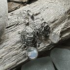 Turtle Moonstone Earrings - Round Stone
