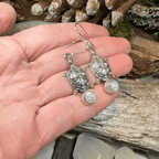 Turtle Moonstone Earrings - Round Stone
