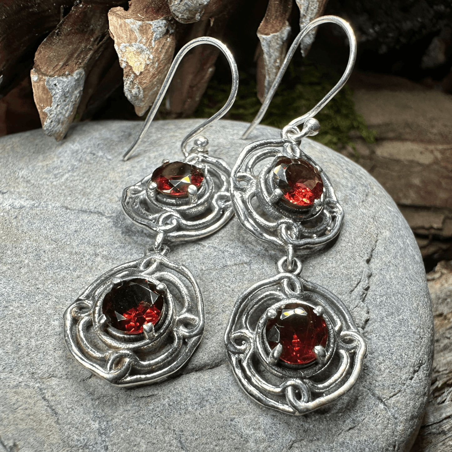 Sienna Celtic Knot Earrings - Garnet