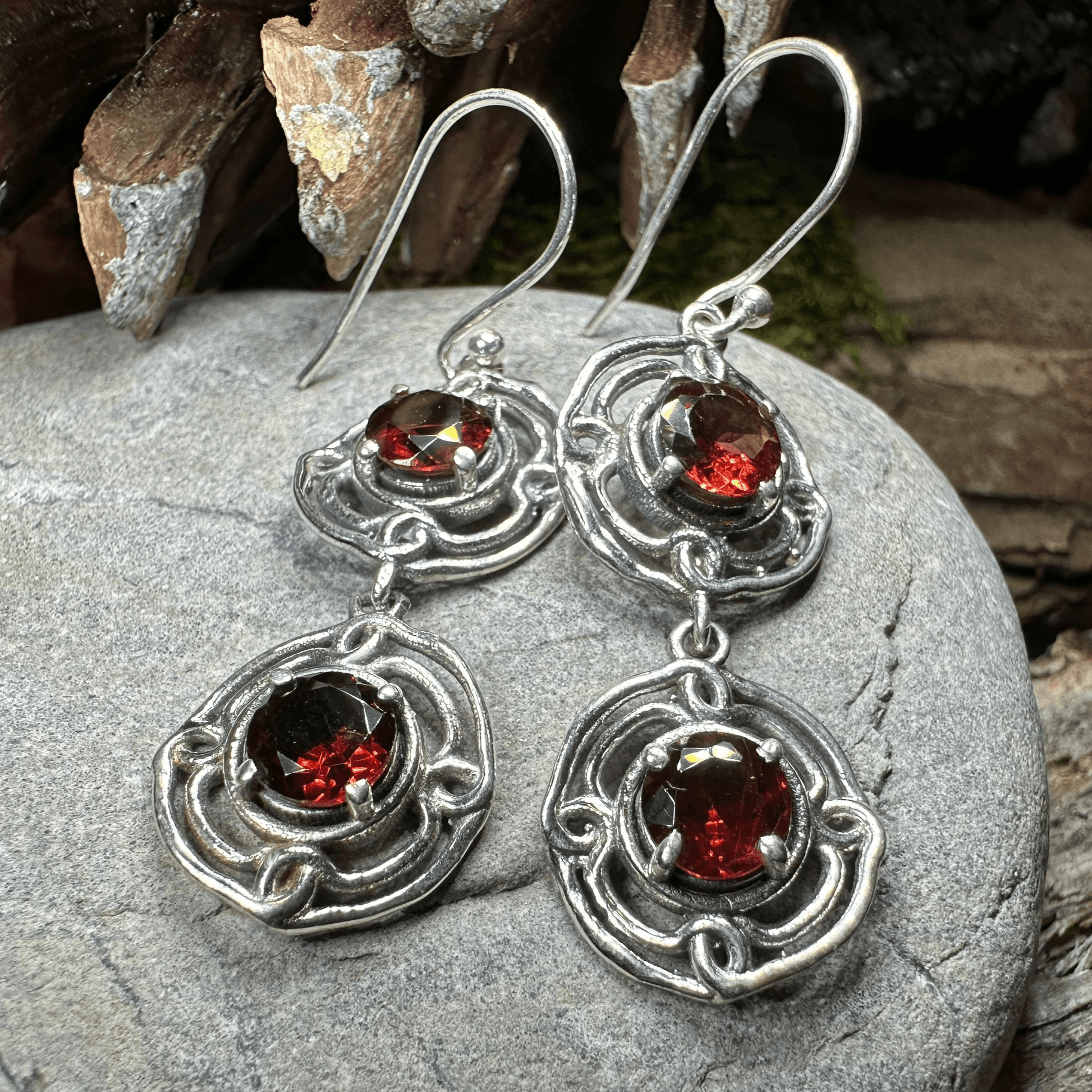 Sienna Celtic Knot Earrings - Garnet