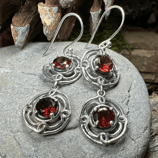 Sienna Celtic Knot Earrings - Garnet
