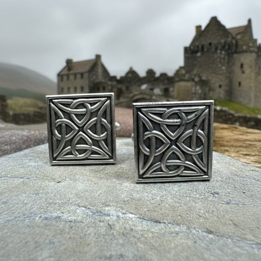 Square Trinity Knot Cuff Links
