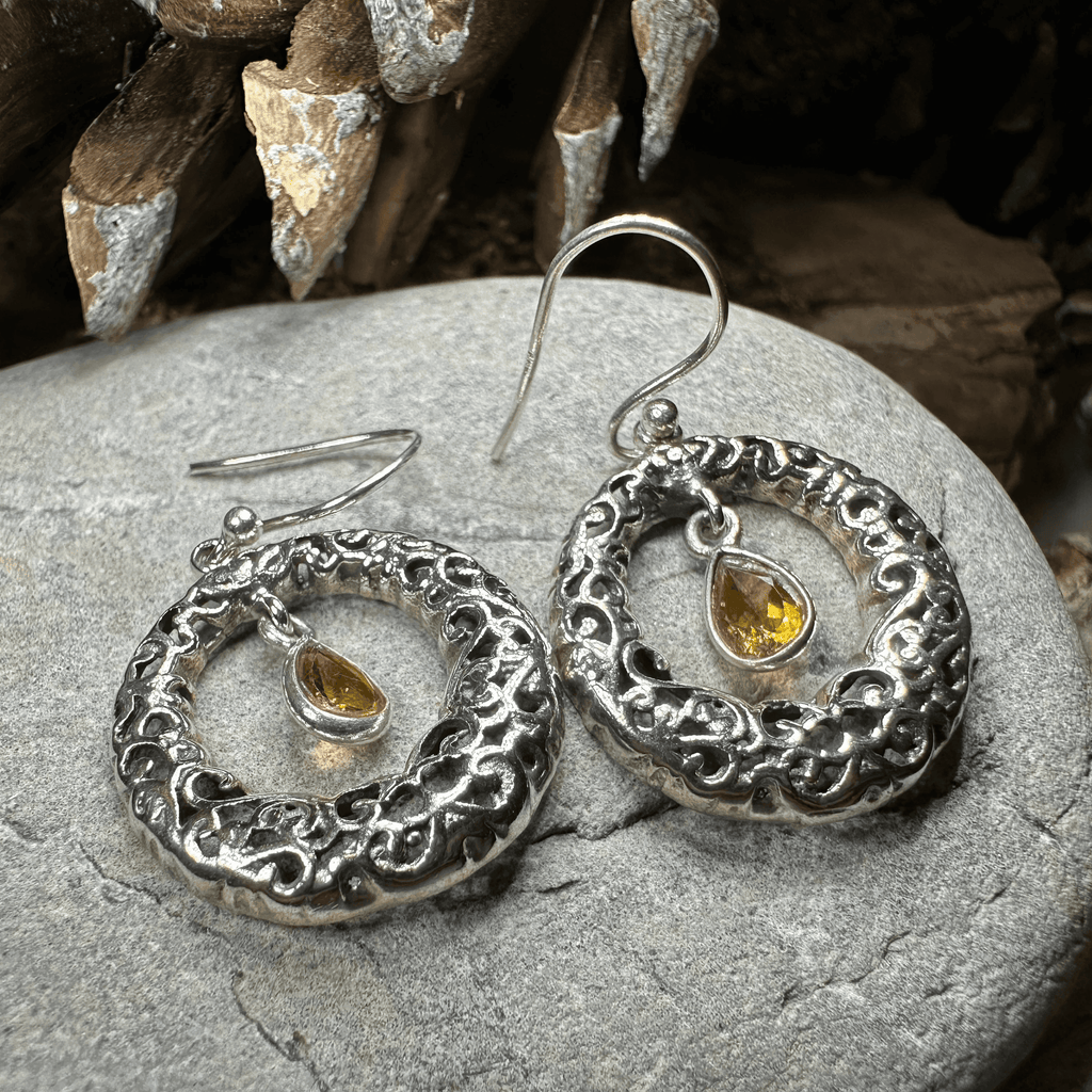 Celtic Spring Celtic Knot Earrings - Citrine