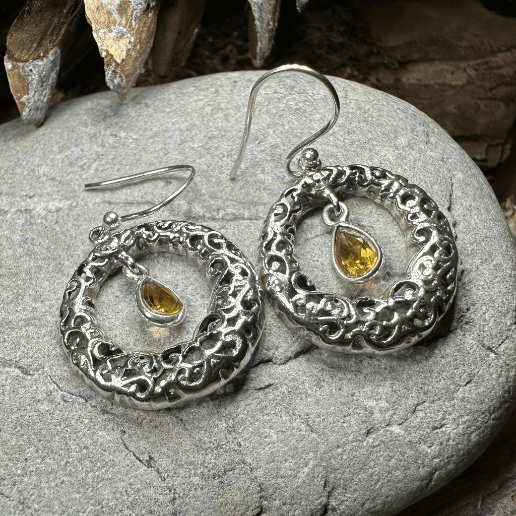 Celtic Spring Celtic Knot Earrings - Citrine