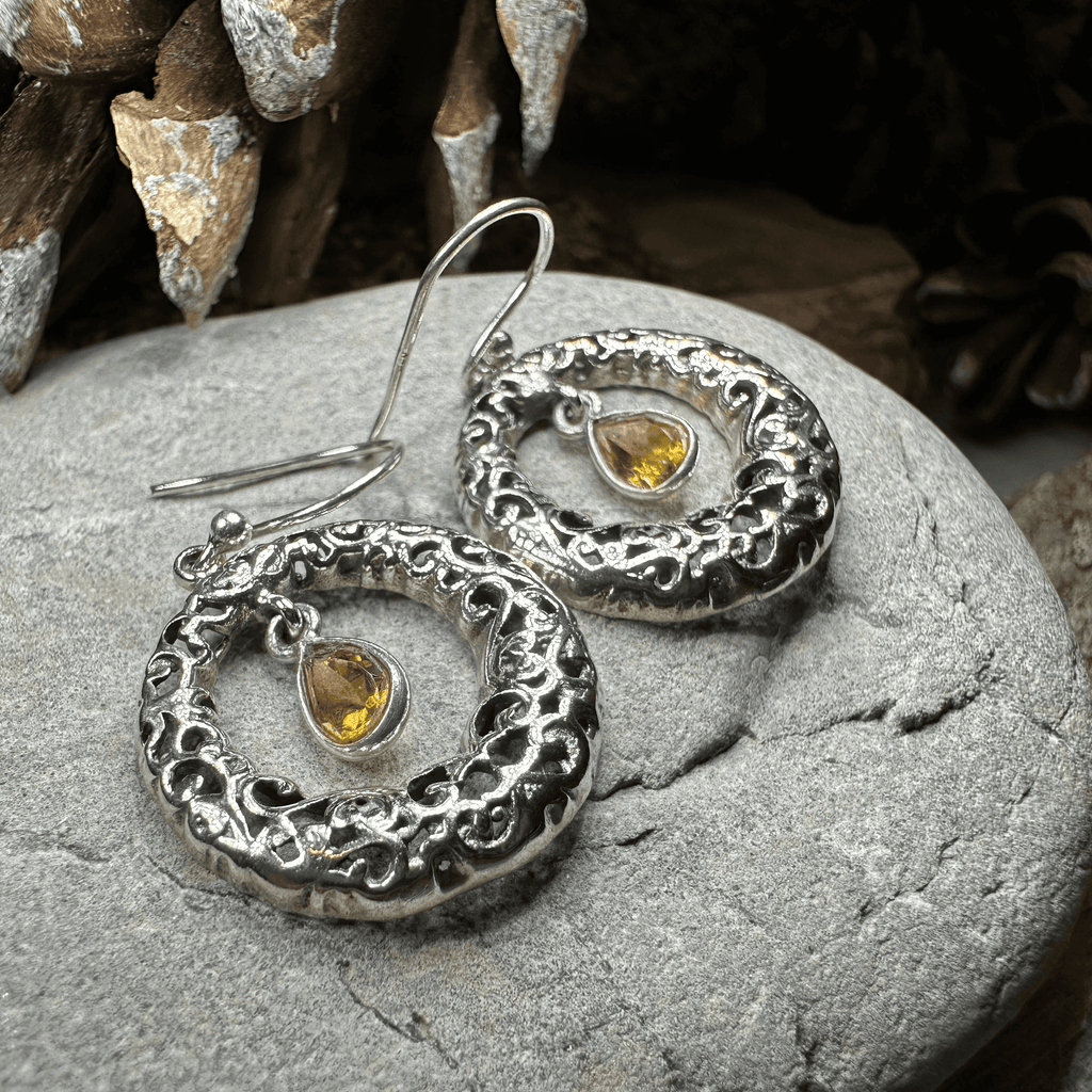 Celtic Spring Celtic Knot Earrings - Citrine