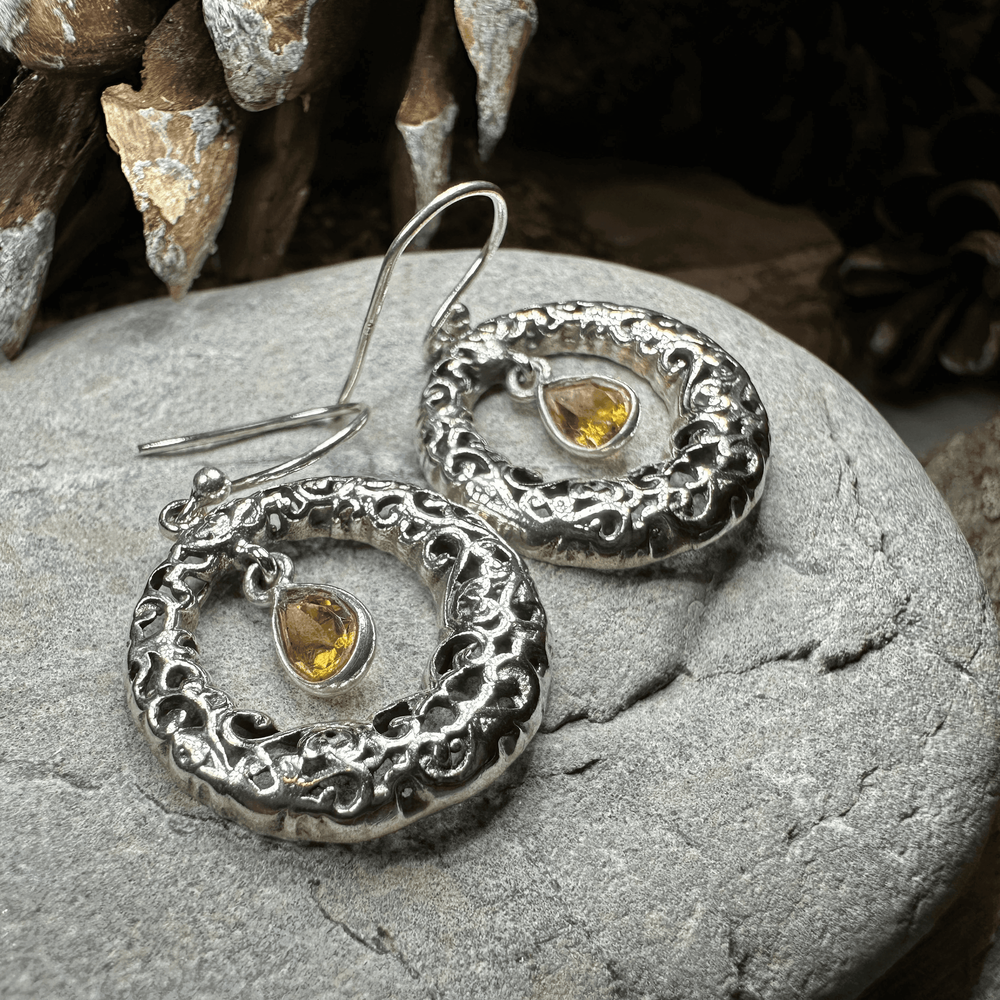 Celtic Spring Celtic Knot Earrings - Citrine