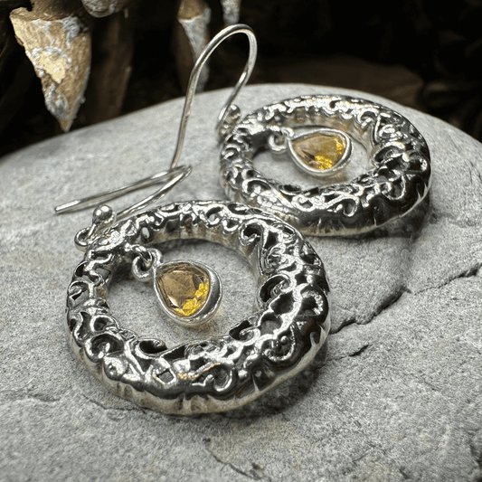 Celtic Spring Celtic Knot Earrings - Citrine