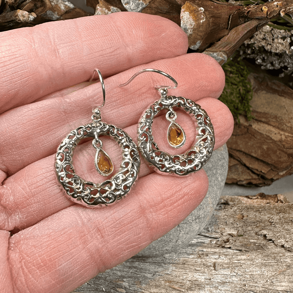 Celtic Spring Celtic Knot Earrings - Citrine